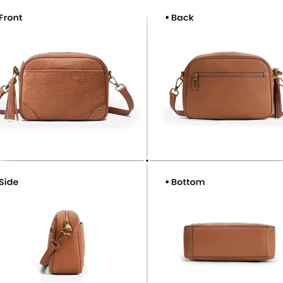 Embossed Leather Crossbody Purse - RFID Handbag - NWT Brown - Picture 4 of 5